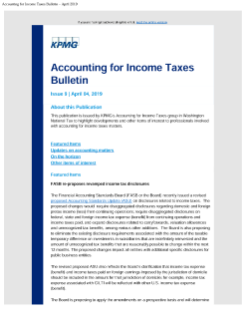 Accounting for Income Taxes Bulletin – April 2019