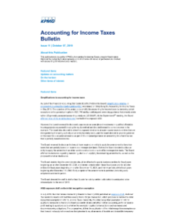 Accounting for Income Taxes Bulletin - October 2019