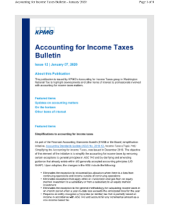 Accounting for Income Taxes Bulletin - January 2020