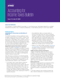 Accounting for Income Taxes Bulletin - July 2020
