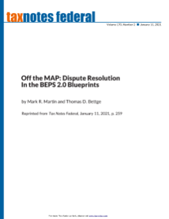 Off the MAP: Dispute Resolution in the BEPS 2.0 Blueprints
