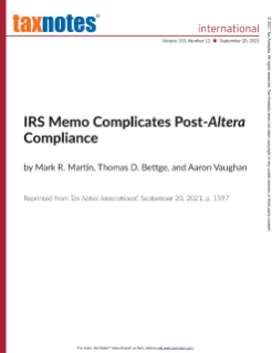 IRS Memo Complicates Post-Altera Compliance