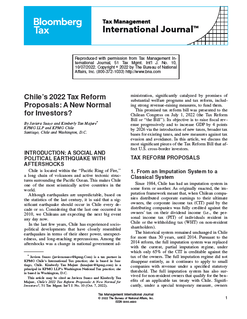 Chile's 2022 Tax Reform Proposals: A New Normal for Investos?