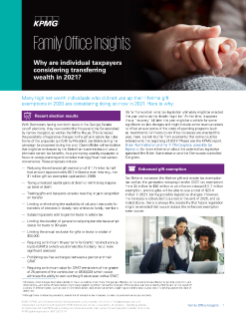 Family Office Insights - Why are individual taxpayers considering transferring wealth in 2021?