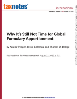 Why It's Still Not Time for Global Formulary Apportionment