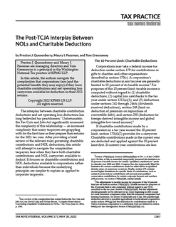 The Post-TCJA Interplay Between NOLs and Charitable Dedecutions