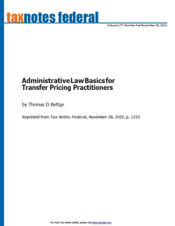 Administrative Law Basics for Transfer Pricing Practitioners