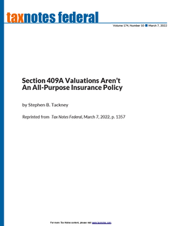 Section 409A Valuations Aren't An All-Purpose Insurance Policy