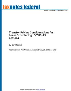 Transfer pricing Considerations for Lease Structuring: COVID-19 Lessons