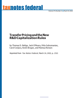 Transfer Pricing and the New R&D Capitalization Rules