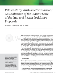 Related-Party Wash Sale Transactions: An Evaluation of the Current State of the Law and Recent Legislative Proposals