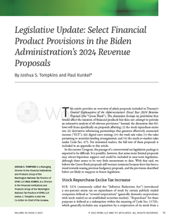 Legislative Update: Select Financial Product Provisions in the Biden Administration’s 2024 Revenue Proposals