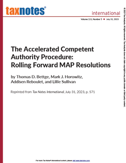 The Accelerated Competent Authority Procedure: Rolling Forward MAP Resolutions