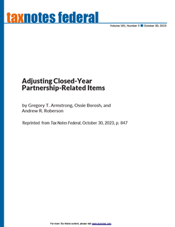 Adjusting Closed-Year Partnership-Related Items