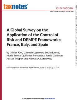 A Global Survey on the Application of the Control of Risk and DEMPE Frameworks: France, Italy, and Spain