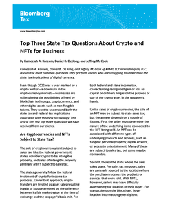 Top Three State Tax Questions About Crypto and NFTs for Business