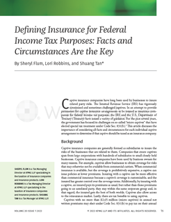 Defining Insurance for Federal Income Tax Purposes: Facts and Circumstances Are the Key