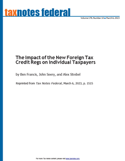 The Impact of the New Foreign Tax Credit Regs on Individual Taxpayers