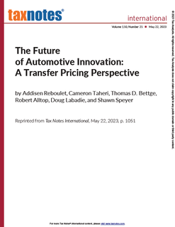 The Future of Automotive Innovation: A Transfer Pricing Perspective