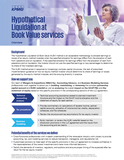Hypothetical Liquidation at Book Value (HLBV) services