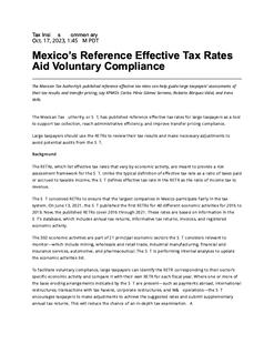 Mexico’s Reference Effective Tax Rates Aid Voluntary Compliance