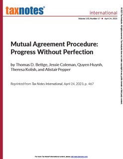 Mutual Agreement Procedure: Progress Without Perfection