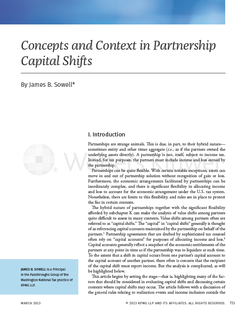 Concepts and Context in Partnership Capital Shifts