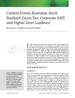 Current Events Roundup: Stock Buyback Excise Tax, Corporate AMT, and Digital Asset Guidance
