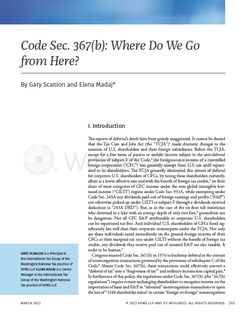 Code Sec. 367(b): Where Do We Go from Here?