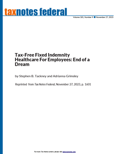 Tax-Free Fixed Indemnity Healthcare for Employees: End of a Dream