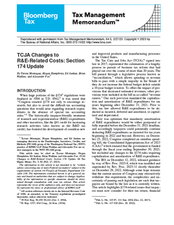 TCJA Changes to R&E Related Costs: Section 174 Update