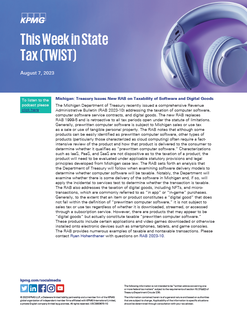 Michigan: Treasury Issues New RAB on Taxability of Software and Digital Goods