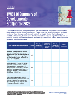 TWIST-Q - Summary of Developments for Third Quarter 2023