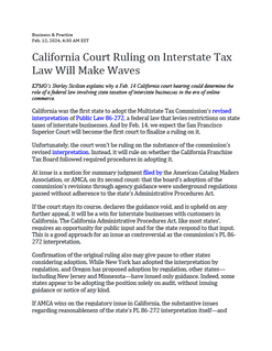California Court Ruling on Interstate Tax Law Will Make Waves